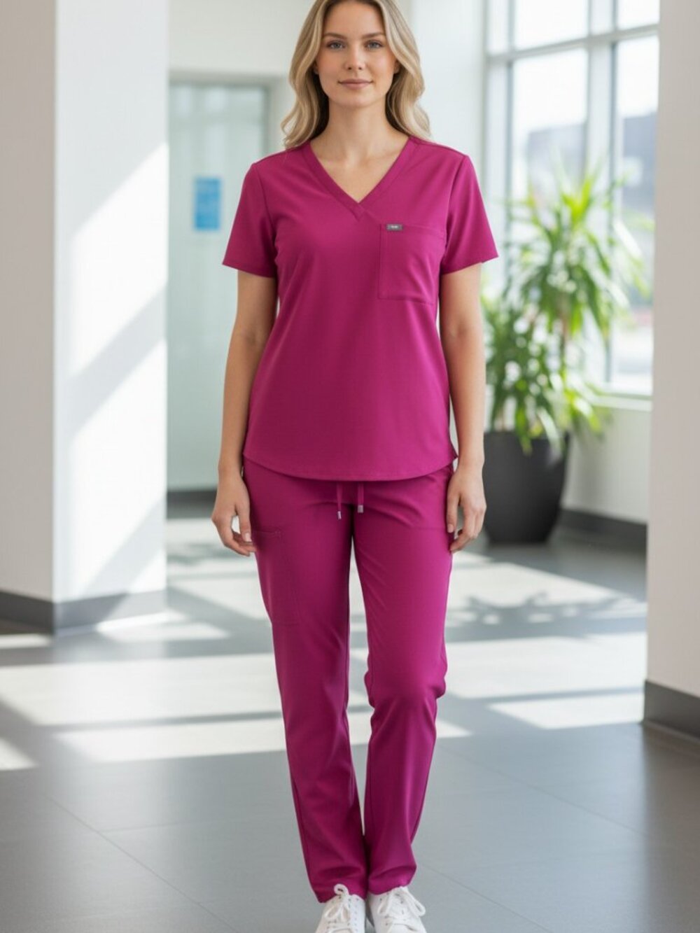FIGS Catarina One-Pocket Nurse Scrub Top Pink XXL